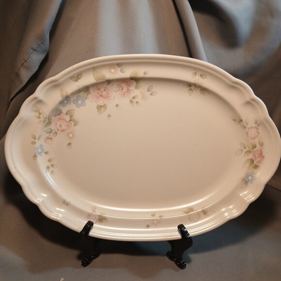 Pfaltzgraff Tea Rose Platter 12 3/4" x 8 3/4" Vintage Stoneware Floral - Picture 4 of 9